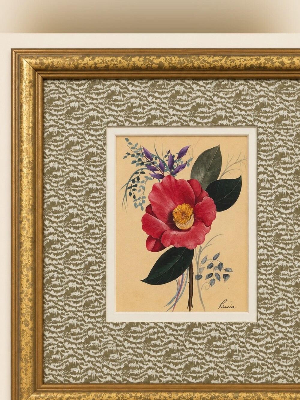 3-Piece Lucia Floral Botanical Framed Wall Art Set Gold Tone 11x12.5 New